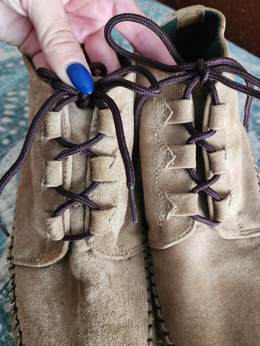 VTG Cheyenne Tan Suede Boho Chukka Ankle Bootie Moccasins - Picture 7 of 9